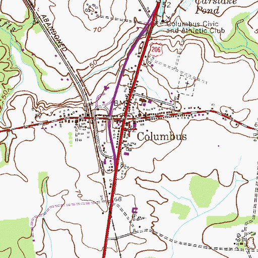 Topographic Map of Mansfield Township Police Department Columbus, NJ