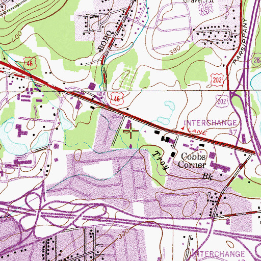 Topographic Map of PARSIPPANY Police Dept, NJ
