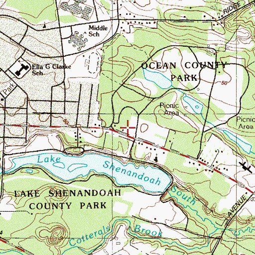 Topographic Map of Ocean County Police Academy, NJ