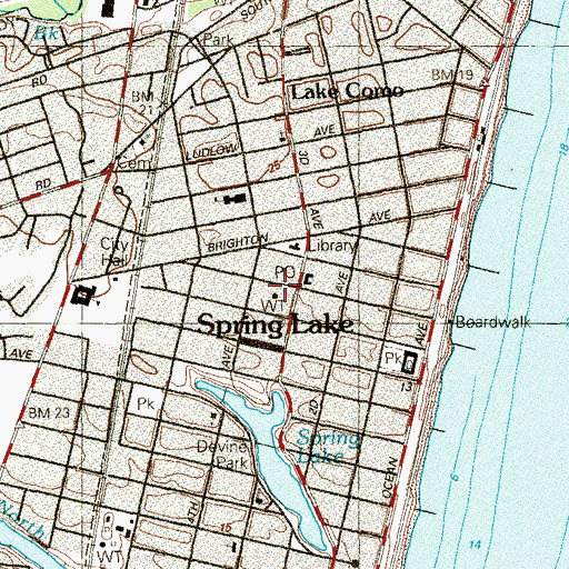 Topographic Map of Spring Lake Police Department, NJ