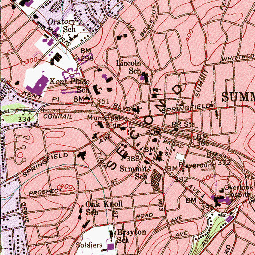 Topographic Map of Summit Police Department, NJ