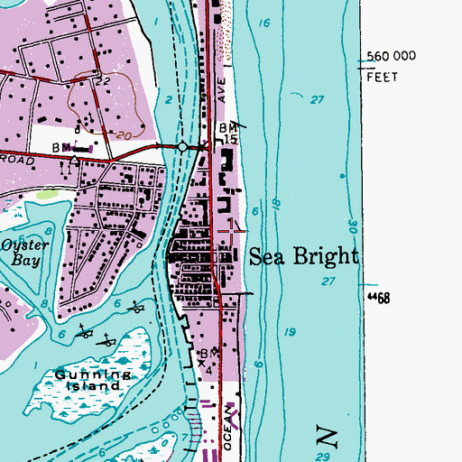 Topographic Map of Sea Bright Police Department, NJ