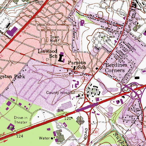 Topographic Map of North Brunswick Police Department, NJ