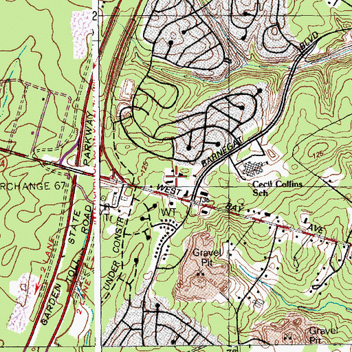 Topographic Map of Barnegat Township Police Department, NJ