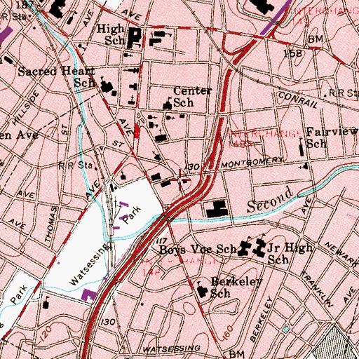 Topographic Map of Bloomfield Township Police Department, NJ