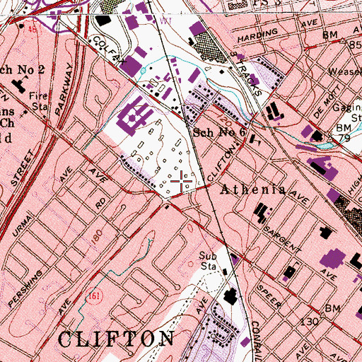 Topographic Map of Clifton Police Department, NJ