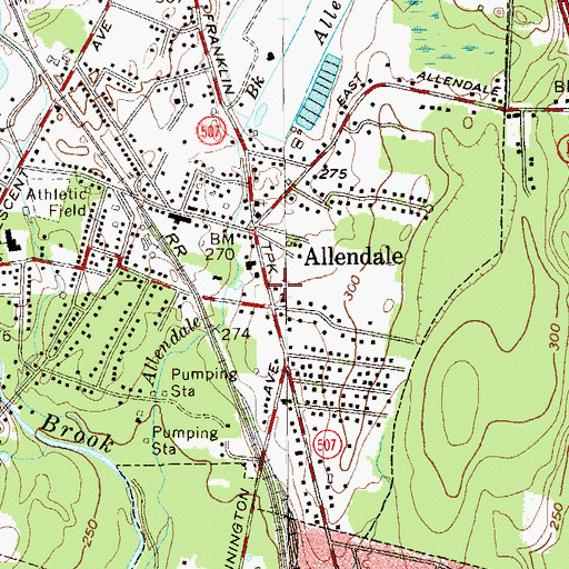 Topographic Map of Allendale Police Department, NJ