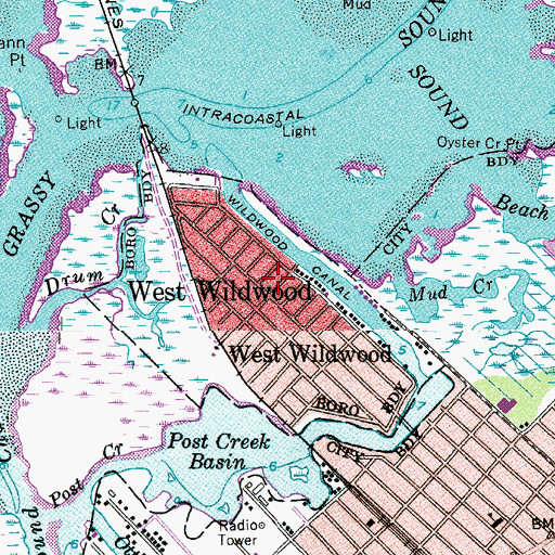 Topographic Map of West Wildwood Police Department, NJ