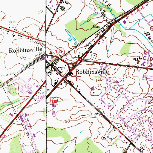 Topographic Map of Robbinsville Township Police Department, NJ