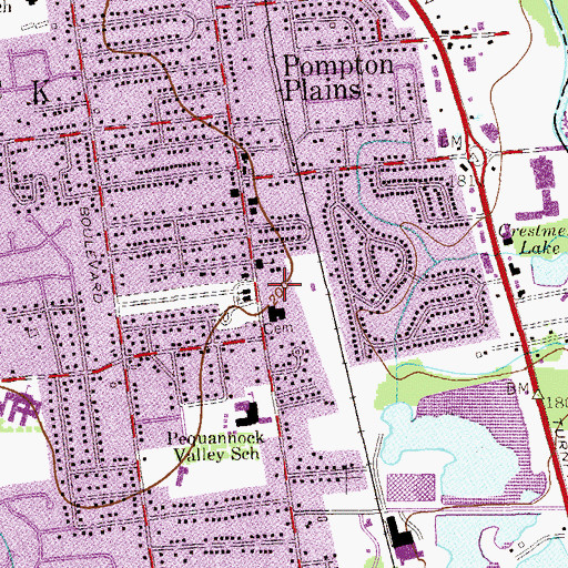 Topographic Map of Pequannock Township Police Department, NJ