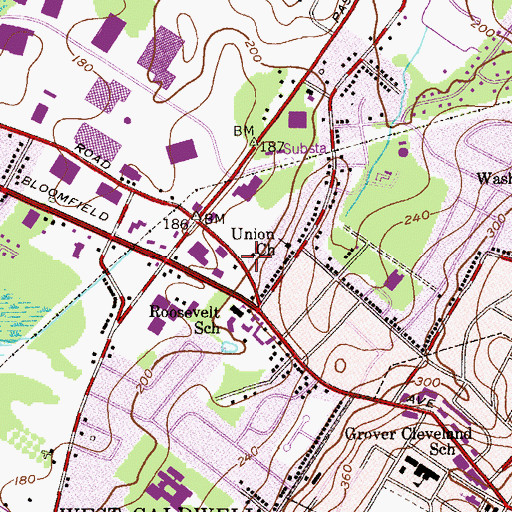 Topographic Map of West Caldwell Police Department, NJ