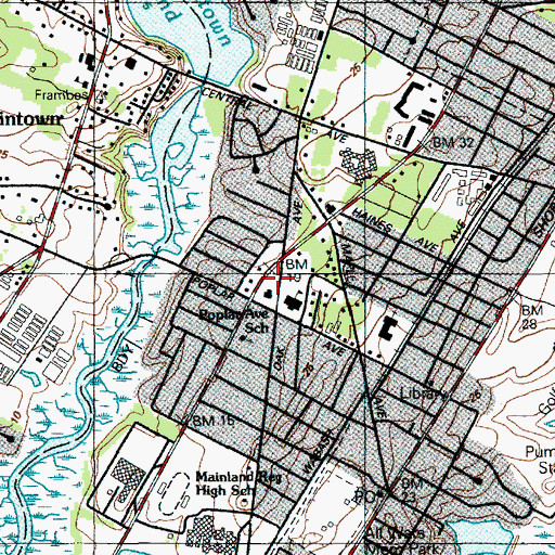 Topographic Map of Linwood Police Department, NJ