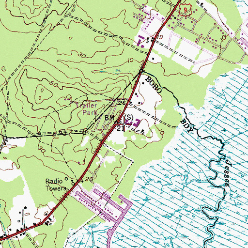 Topographic Map of Tuckerton Borough Police Department, NJ