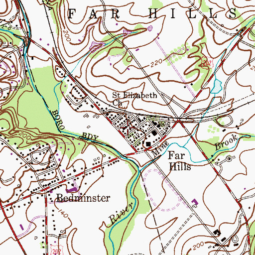 Topographic Map of Far Hills Police Department, NJ