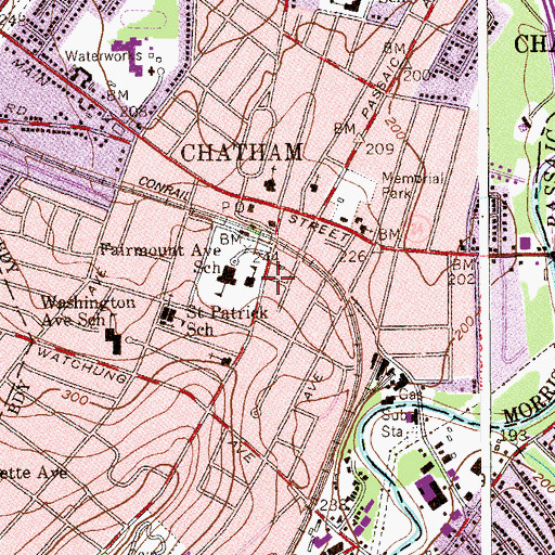 Topographic Map of Chatham Borough Police, NJ