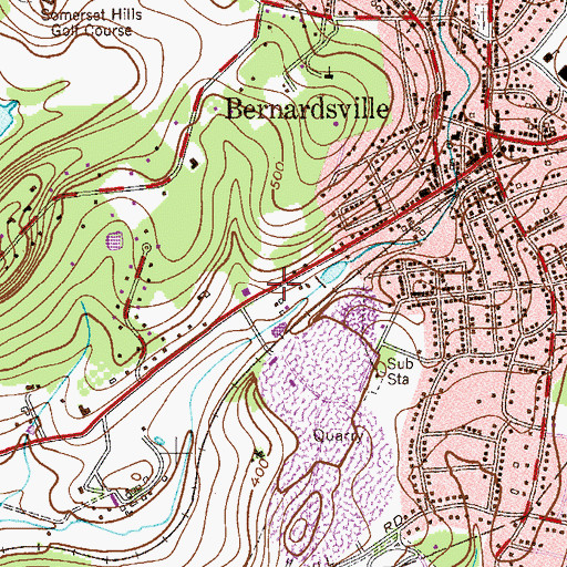 Topographic Map of Bernardsville Police, NJ