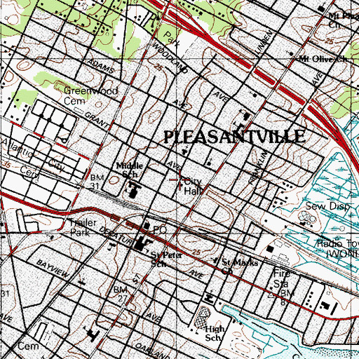 Topographic Map of Pleasantville Police Department, NJ