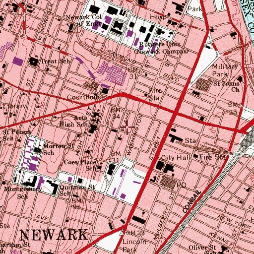 Topographic Map of Newark Police Department - Records and Communications Bureau, NJ