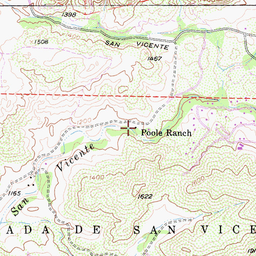 Topographic Map of Poole Ranch, CA