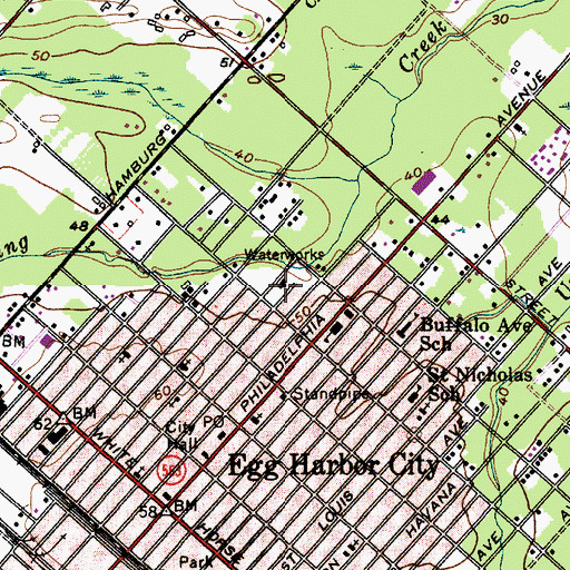 Topographic Map of Egg Harbor City Police Department, NJ