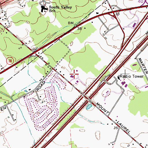Topographic Map of Mount Laurel Township Police Department, NJ