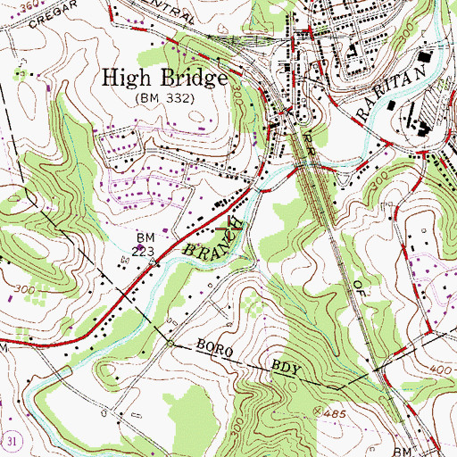 Topographic Map of High Bridge Police Department, NJ