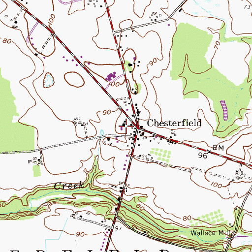 Topographic Map of Chesterfield Township Police Department, NJ