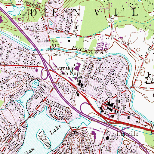 Topographic Map of Denville Township Police Dept, NJ