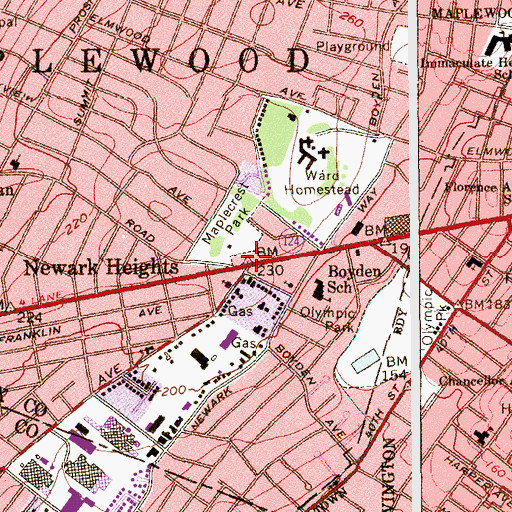 Topographic Map of Maplewood Police Department, NJ