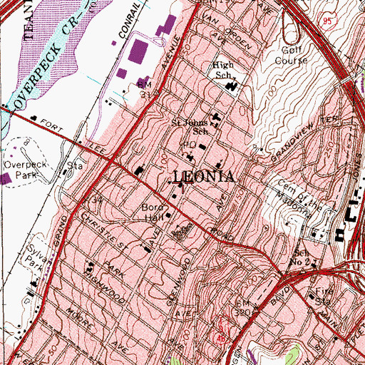 Topographic Map of Leonia Police Department, NJ