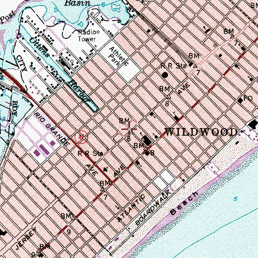 Topographic Map of Wildwood Police Department, NJ