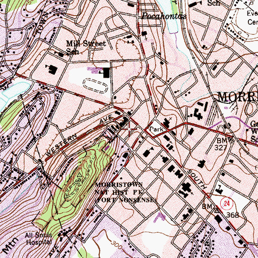 Topographic Map of Morris County Sheriff's Office, NJ