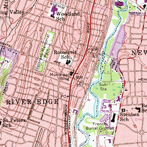 Topographic Map of River Edge Police Department, NJ