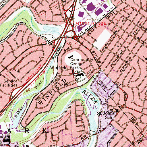 Topographic Map of Winfield Police Department, NJ