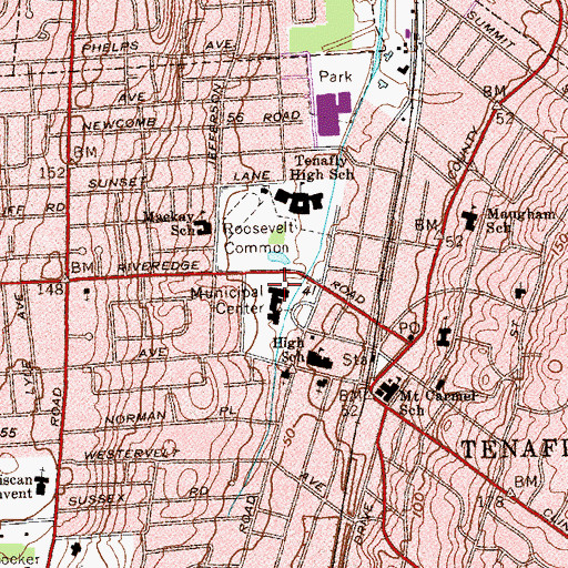 Topographic Map of Tenafly Borrough Police Department, NJ