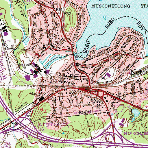 Topographic Map of Netcong Borough Police Department, NJ