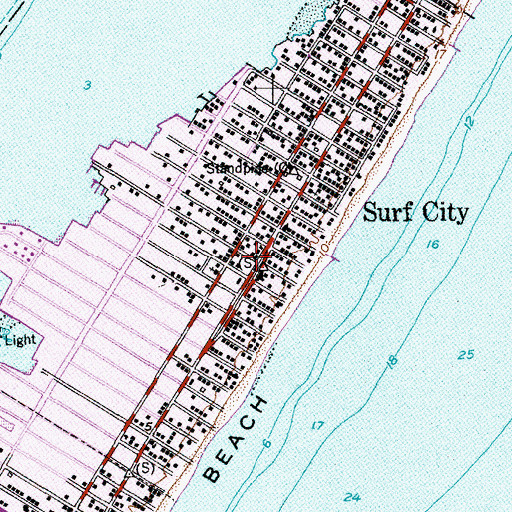 Topographic Map of Surf City Police Department, NJ