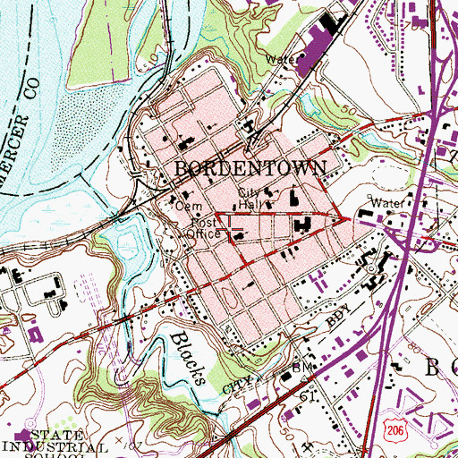 Topographic Map of Bordentown Police Dept, NJ