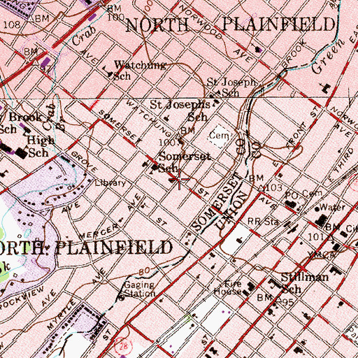 Topographic Map of North Plainfield Police Department, NJ