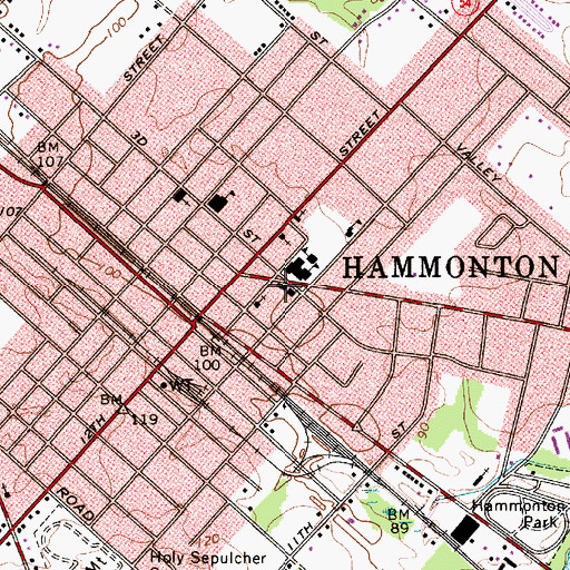 Topographic Map of Hammonton Police Department, NJ