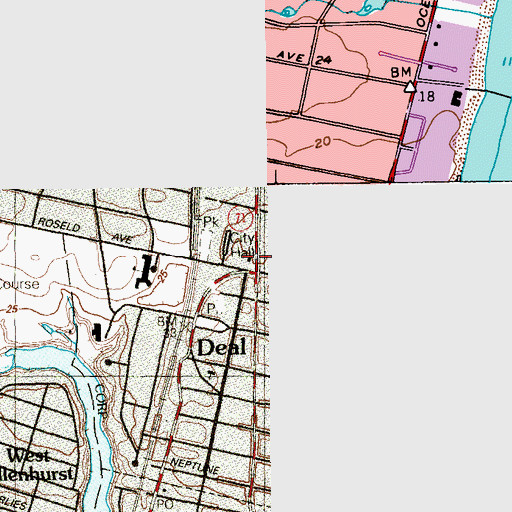 Topographic Map of Deal Police Department, NJ