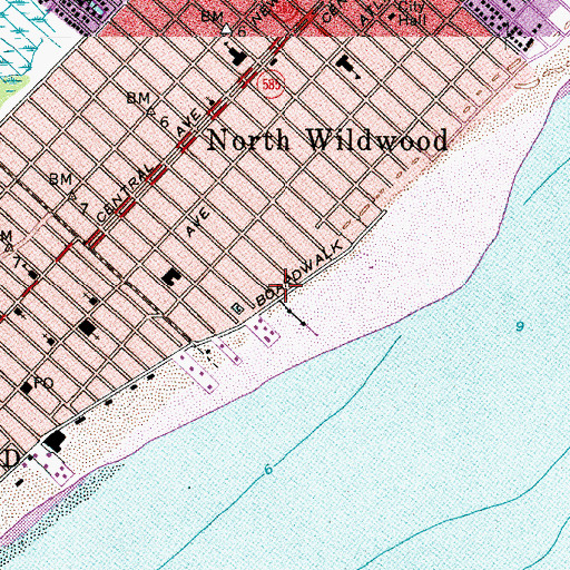 Topographic Map of North Wildwood Police Department Wildwood, NJ