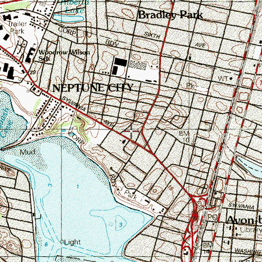 Topographic Map of Neptune City Police Department, NJ