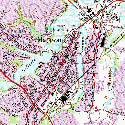 Topographic Map of Matawan Police Department, NJ