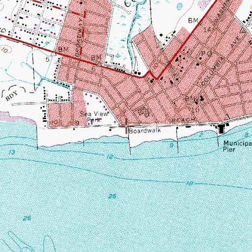 Topographic Map of Cape May Beach Patrol, NJ