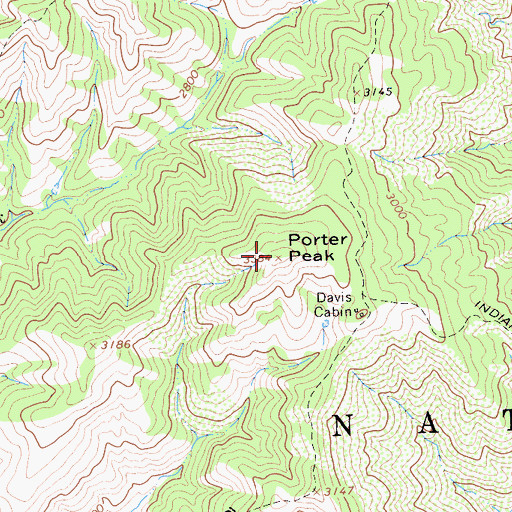 Topographic Map of Porter Peak, CA