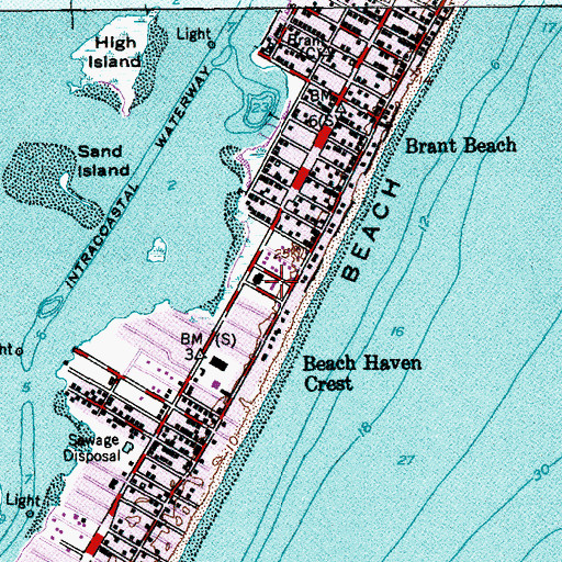 Topographic Map of Long Beach Township Police Department, NJ