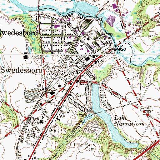 Topographic Map of Swedesboro Police Department, NJ
