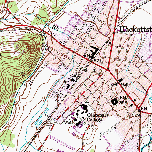 Topographic Map of Hackettstown Police Department, NJ