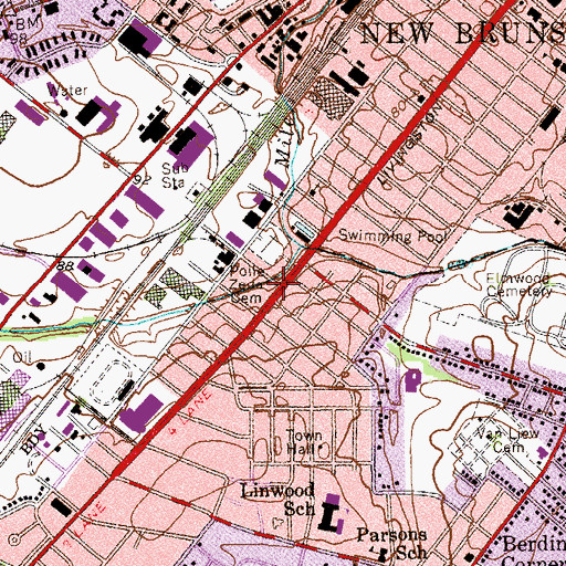 Topographic Map of Middlesex County Sheriff's Office, NJ